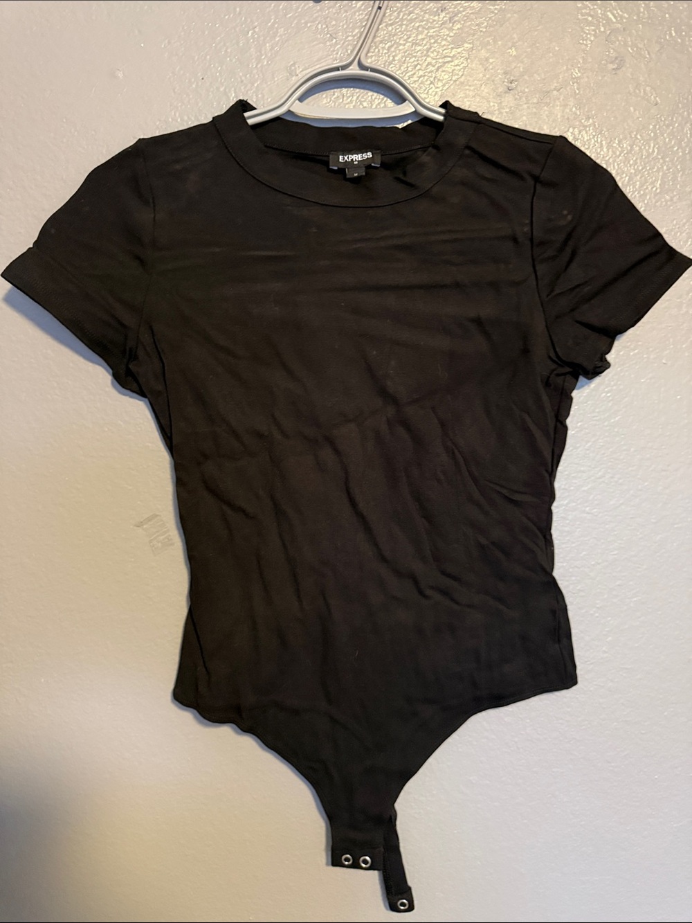 Express Black Short-Sleeve Crewneck Bodysuit